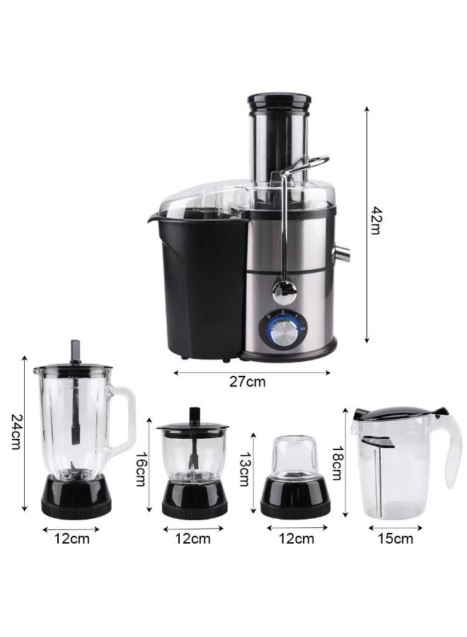 Silver Crest 2500W Juicer Blender MY-630 Heavy Duty Stainless Steel 5 in 1 Glass Jar Two Speed Safety Interlock Powerful Mixer Grinder Appliance for Home Kitchen Smoothie Juice Grinding Use - Image 5
